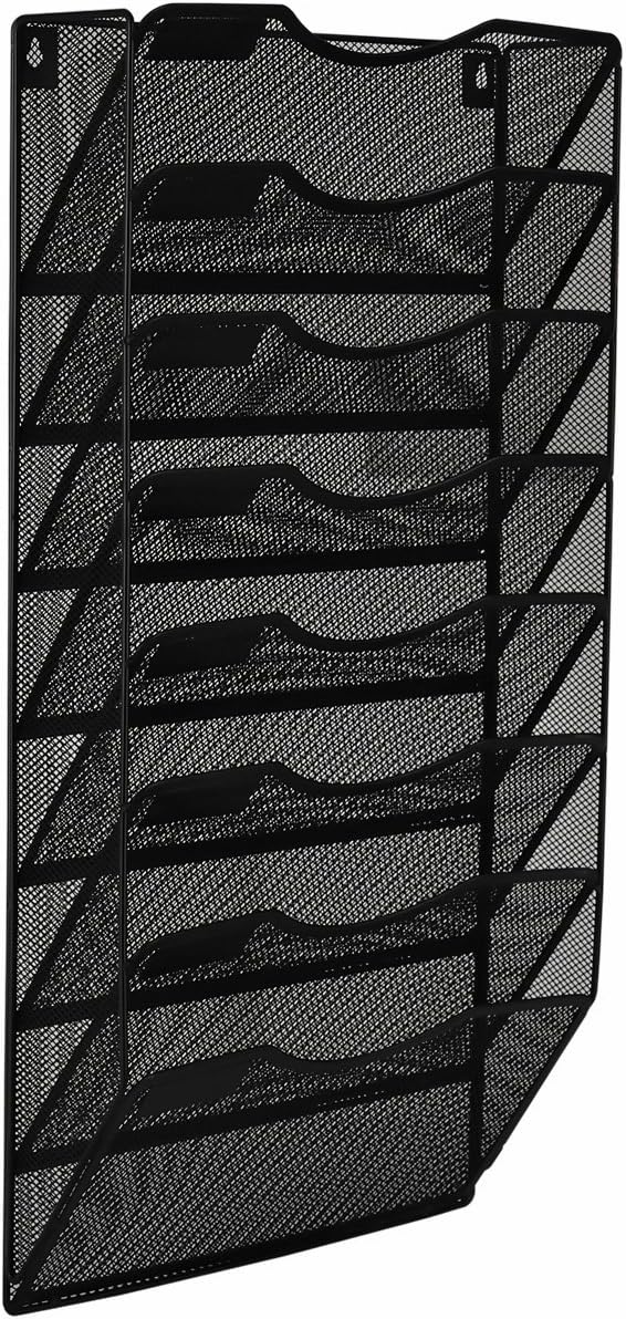 EasyPAG 8 Pocket Mesh Wall File Organizer, Hanging Paper Folder Holder with Classify Label, Vertical Wall Mount Mail Organizer for Office Home Classroom, Black - Image 2