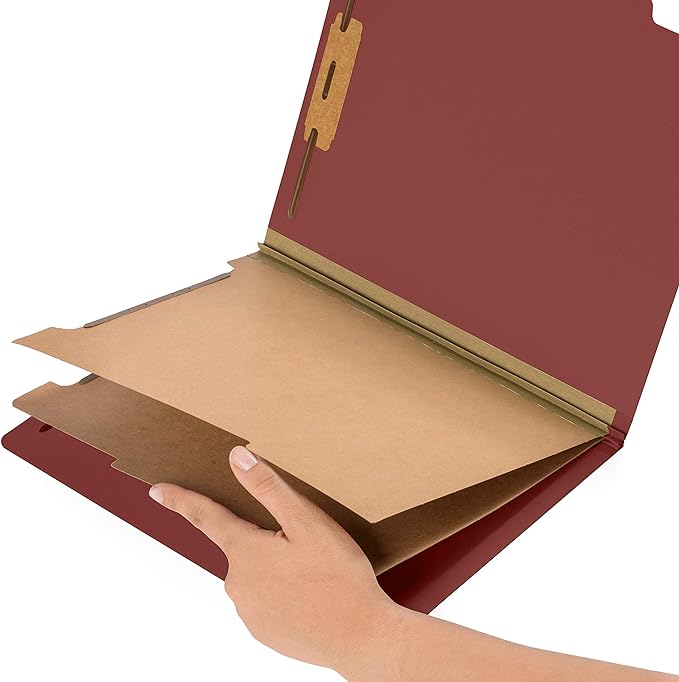 Blue Summit Supplies 30 Classification Folders, 2 Divider, Red | Heavy-duty letter size, 2 in expansion, 2 prong fasteners, 2 dividers, for medical and legal files - Image 4