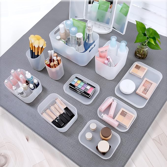 Makeup Organizer Case Set: Stackable Clear Vanity Storage - Multi-size Holder for Makeup, Jewelry, Toiletries - Image 3