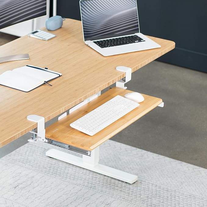 VIVO Real Bamboo Large 27 x 11 in Under Desk Keyboard Tray, MOUNT-KB05O | Keyboard Tray for Typing, Slide Out Platform, Extra Sturdy C-Clamp Mount System, Computer Drawer, Black Frame - Image 9