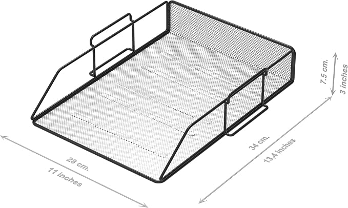 Pack of 2 Mesh Document Trays A4 Size Black. Stackable Trays, Desk Organizer, Desk Drawers, Office Files, Desk Accessories, Magazine Holder, Document Sorter - Image 4