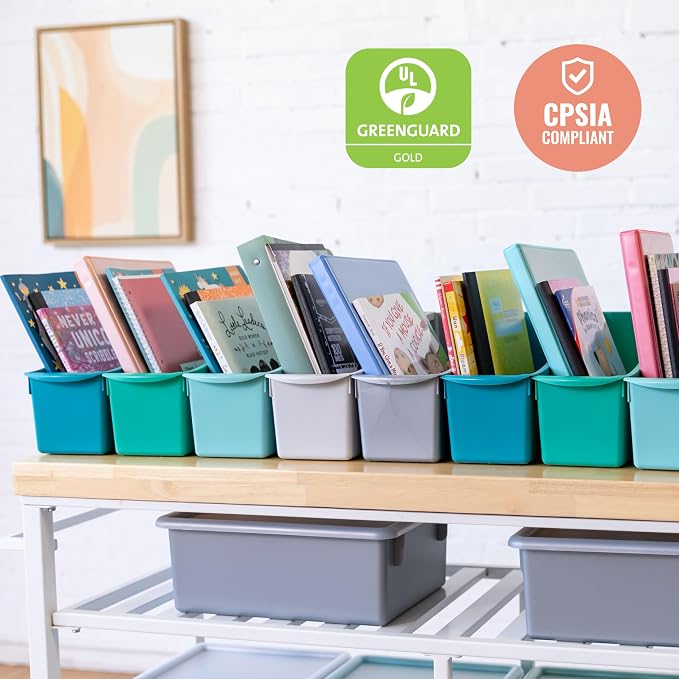 ECR4Kids Linking Plastic Storage Book Bin, Multipurpose Organization, Contemporary, 10-Piece - Image 6
