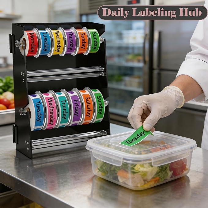 Acrylic Sticker Dispenser, Label Dispenser, Sticker Roll Holder | Double-Layer Design, 12 Roll Capacity, Adjustable Dividers, Easy Visibility, Ideal for Office, School, Craft Rooms & Home - Image 6