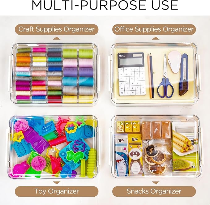 Citylife 4Packs 6Qt Paper Storage Box with Lids, Craft Organizer | Stackable Scrapbook Supplies, Art Materials, Creative Tools with Organized Storage for Craft Rooms and Classrooms - Image 6
