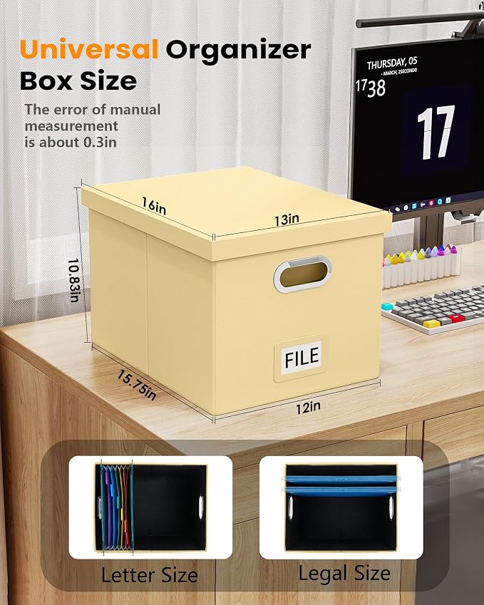 Storage File Box(New) (Cream-yellow(Leather), 1 pack), AM03118 - Image 2