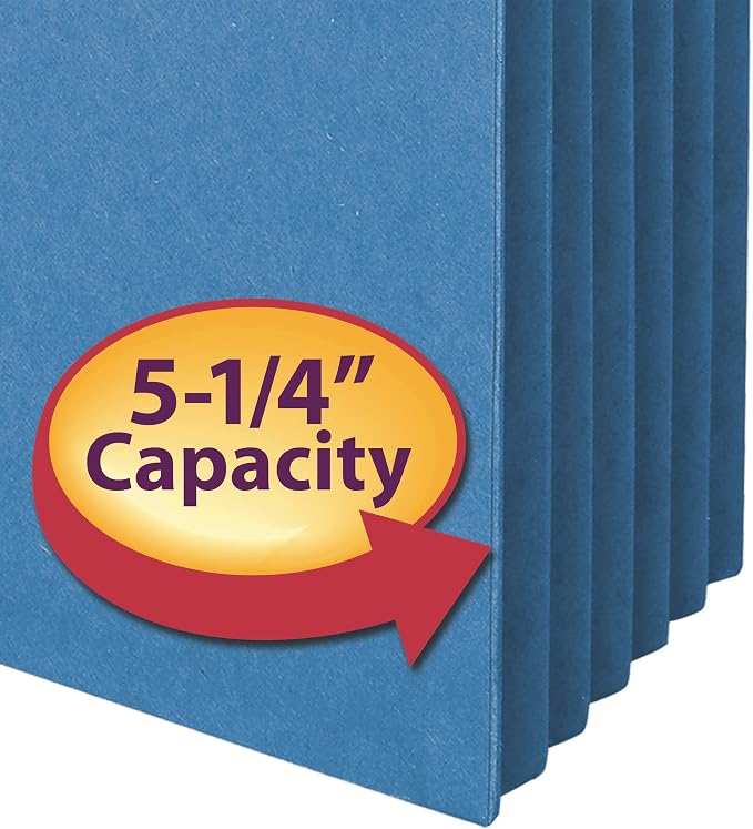 Smead File Pocket, Straight-Cut Tab, 5-1/4" Expansion, Legal Size, Blue, 10 per Box (74235) - Image 2