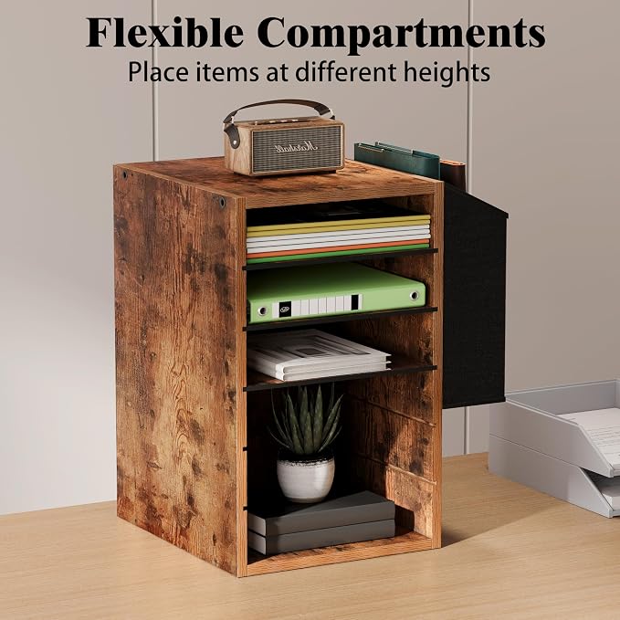 Unionly 6 Tier Adjustable Mail Sorter,Wood Paper Organizer for Class,Office | Office Mailbox with name slot,Literature Organizer with side pocket,Wooden File Storage Organizer for school,classroom,office - Image 3