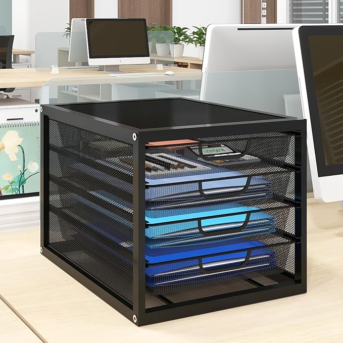Natwind Mesh Desk Organizer with 4 Tier Sliding Drawers,Black | Paper Sorter, Multi-Functional Home Office Supplies Storage Tray for Letters, Documents,Mail, Files, Arts & Crafts Supplies - Image 6