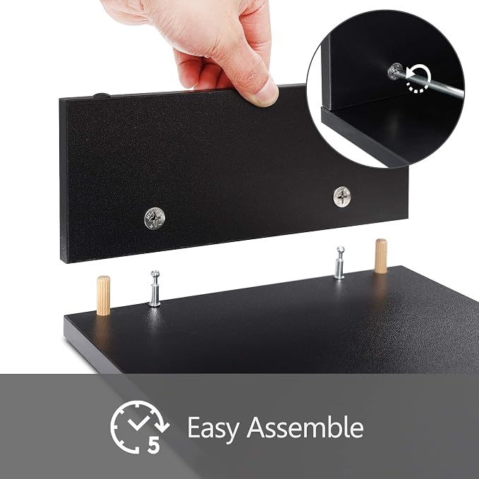 FITUEYES Wooden Monitor Stand Riser, 2-Tier Desk Storage Shelf, Black | 16.7-Inch Desktop Organizer Fits Laptop, Computer Screen and Office Supplies - Image 6