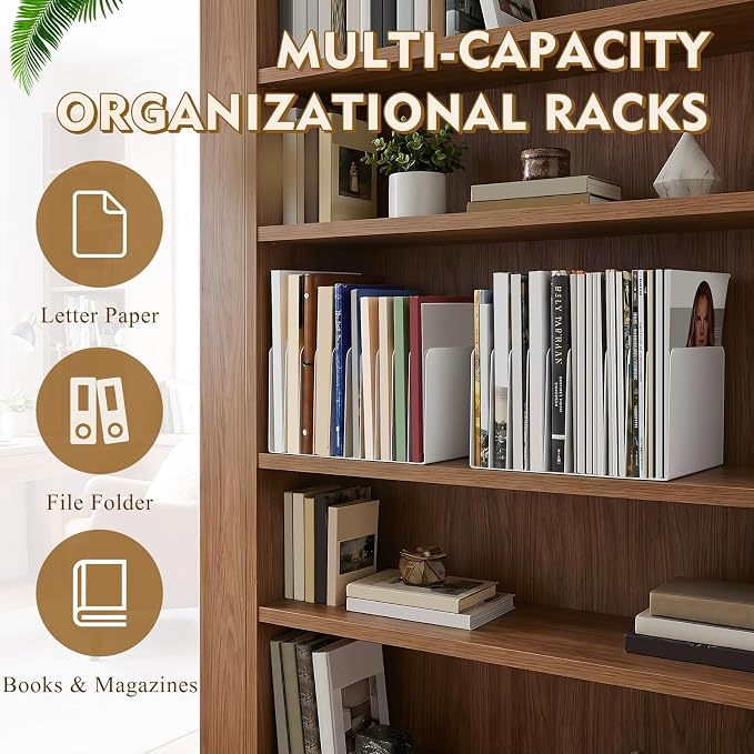 Suzile Metal Desktop File Organizer, 10 Compartments, Vertical File Sorter, White, 5.79" W x 10.63" L x 5.41" H, Office, Reception Areas, Workspace - Image 5