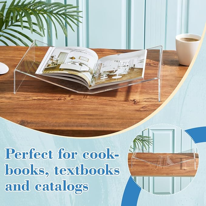 Sintuff Extra Large Acrylic Open Book Display Stand 19.63" W X 12" D X 3.5" H, Open Bookstand Holder for Display and Reading Cookbooks, Art Books, Bibles, Magazines - Image 3