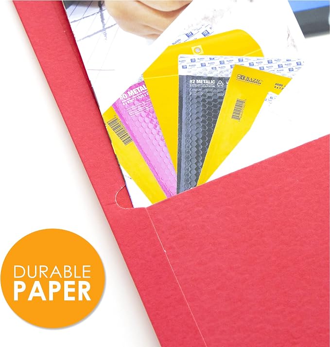 BAZIC Products Assorted Color Paper 2-Pocket Folder, 6-Set | two interior pockets; Holds 8.5 x 11 in sheets - Image 4
