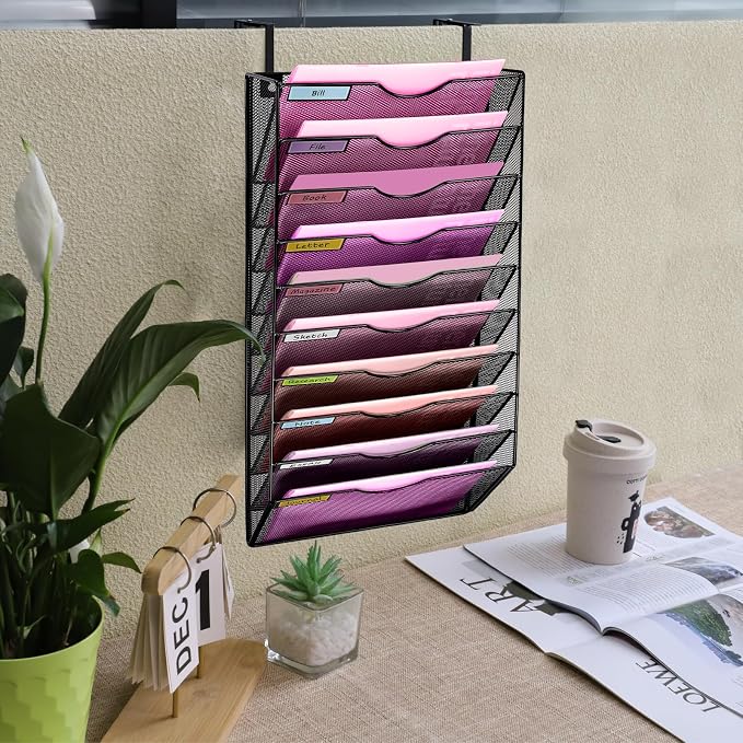 Wall Mounted File Organiser A7 Mesh in Hanging Wall File Holder Mail Organiser - Image 10