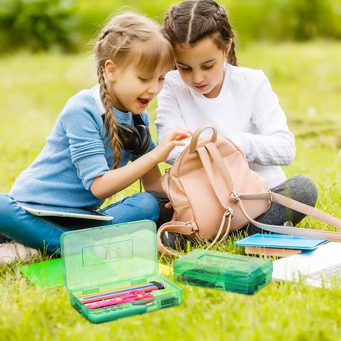 Fainne 24 Pack Pencil Boxes for School Clear Plastic Pencil Case Large Plastic Crayon Box Bulk Stackable Classroom Stationery Organizer School Supplies(Green) - Image 6