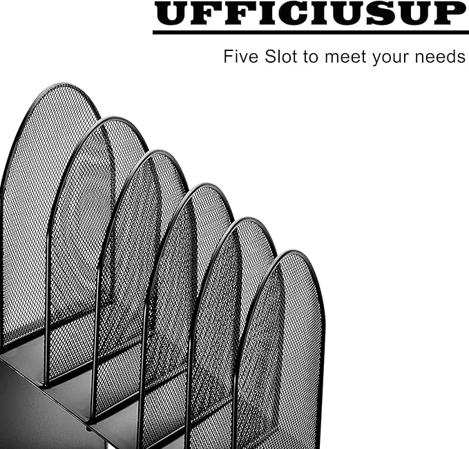 Desktop File Organizers 2 Pack Inclined Document Holders 5 Section Office Supplies Mesh Vertical File Sorters Metal File Storages (2) - Image 3