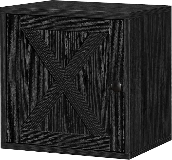 FUSUNBAO Magic DIY Cube Storage Organizer Stackable Cubes for Home Books Clothes Toy-Modular Cubby Storage System-Office Cubical-Bookcase Closet (Black, Door Cube) by FUSUNBAO