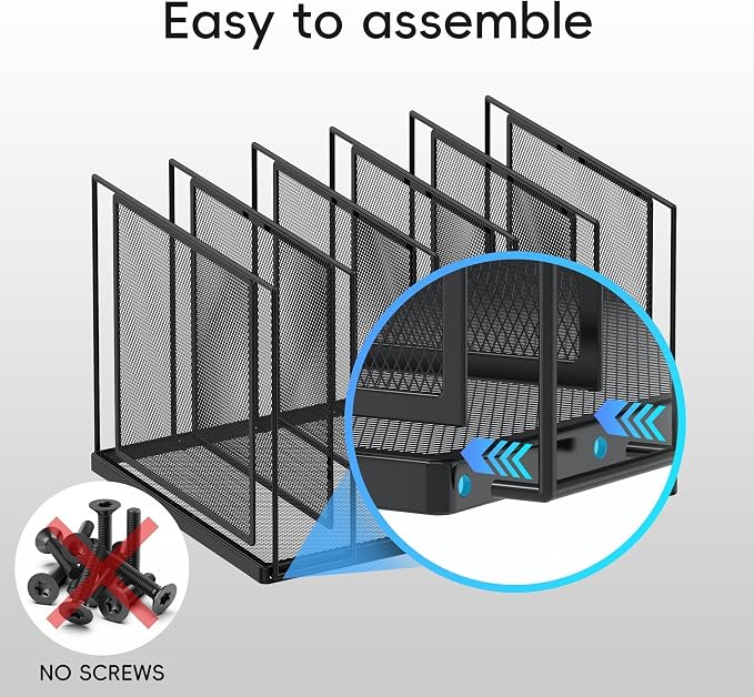 File Organizer for Desk, 5-Section Vertical File Sorter, Paper Holder Organizer Standing Metal File Folder for Office Home Classroom, Black 2 PACK - Image 4