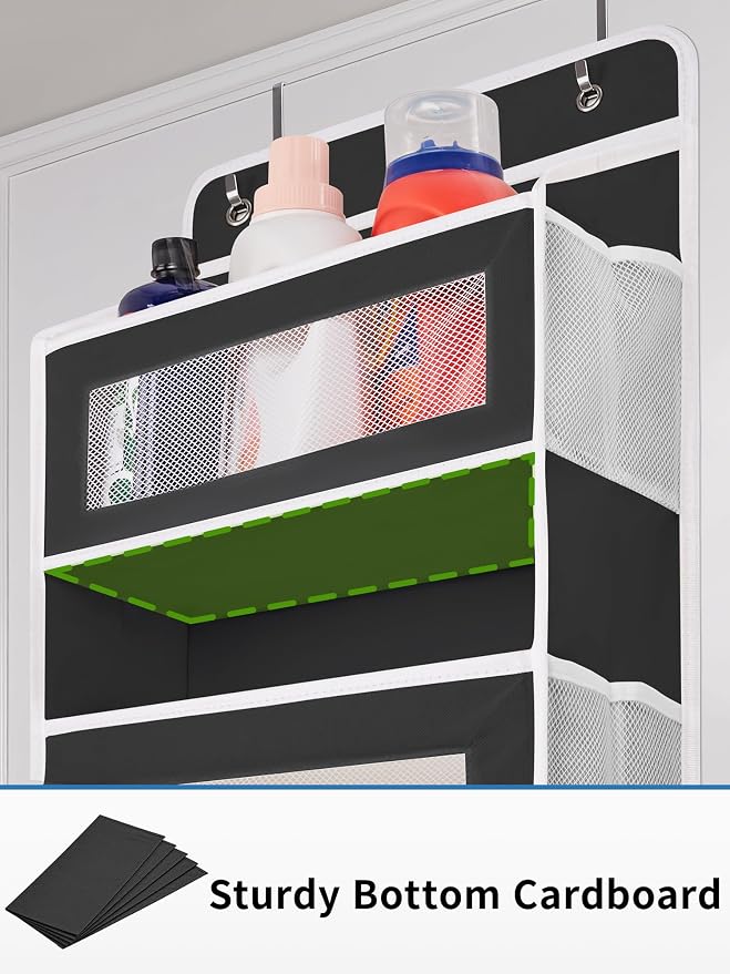 JARLINK Over the Door Organizer for Bedroom, Pantry Bathroom, 5 Shelf Black | Anti-Tilt Design, 44 lb Load Capacity, Hanging Door Organizer with 5 Large Capacity Pockets, Behind Door Storage for Nursery - Image 8