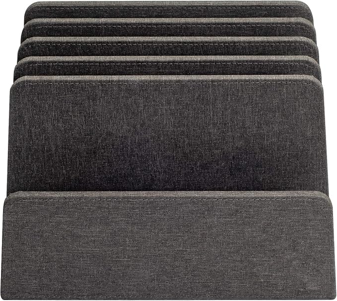 MobileVision Executive Dark Gray Desktop File Folder Organizer and Paper Tray, 5 Slot Dividers - Image 5