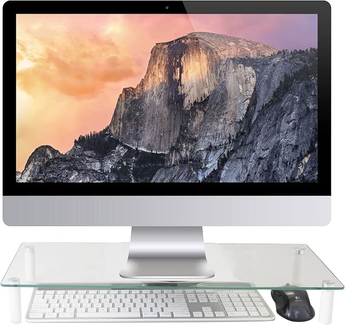 Kantek Glass Monitor Riser with 5mm Tempered Glass Platform and 40-Pound Capacity, 22-Inch W x 8.25-Inch D x 3.25-Inch H, Clear Glass (MS370) - Image 4