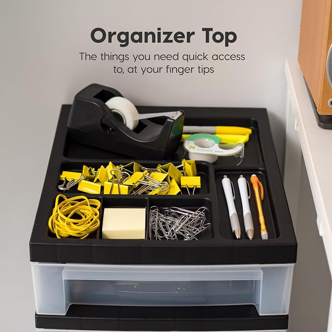 IRIS USA 4-Drawer Rolling Storage Cart, Black/Clear | Keep craft supplies, office essentials, classroom items, and accessories organized with easy-access drawers for daily use - Image 5