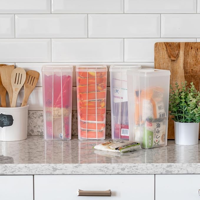 IRIS USA Flip Top Storage Containers |Made in USA| Large (4-Pack) - Clear | Vertical Bins with Removable Lids for Organizing Office, Craft, Pantry, Art, Ephemera & Study Supplies - Image 3