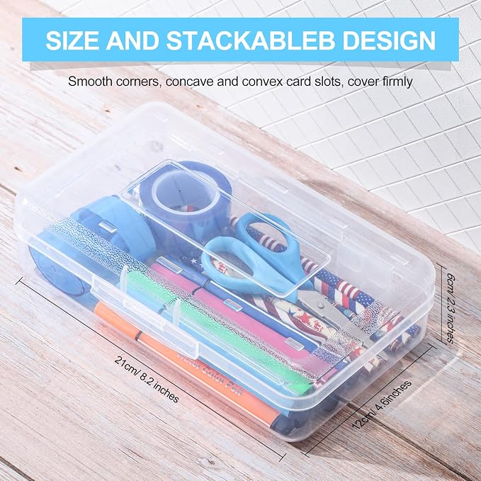 Fainne 24 Pack Pencil Boxes for School Clear Plastic Pencil Case Large Plastic Crayon Box Bulk Stackable Classroom Stationery Organizer School Supplies(Transparent) - Image 2
