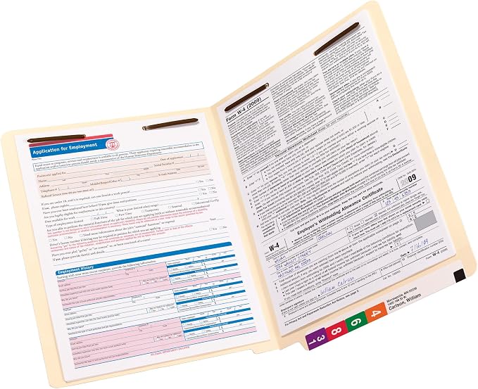 Smead End Tab Fastener File Folder with Shelf-Master Reinforced Straight-Cut Tab, 2 Fasteners, Letter Size, Manila, 50 per Box (34115) - Image 2
