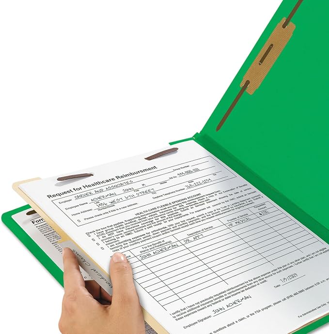 Smead Classification Folder with Prongs, 1 Divider, 2" Fasteners, Letter Size, for Documents Organization, Durable File Organizer for Home, School or Office, Green (13702) - Image 2