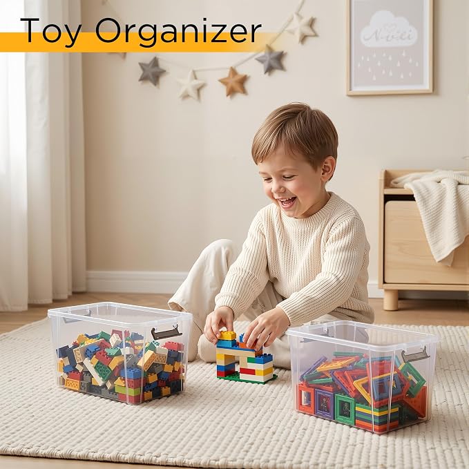 Citylife 6Packs 7.8Qt Plastic Storage Bins with Lids, Clear Organizer | Stackable totes Containers for Craft Supplies, Documents,Garage,Toys,Office and Classroom - Image 6