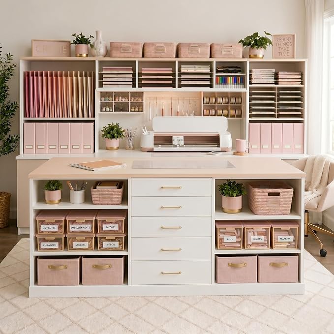 BLU MONACO | Cardboard Magazine File Holder Set of 6 Pink | Vertical Magazine File Holder with Gold Label Slots | Standing File Holder and Cardboard Bins for Shelves Desk Storage - Image 4