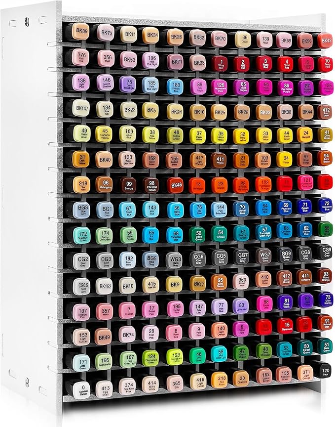 Marker Organizer for Desk,180 Slots Marker Storage with Divider | Marker Holder,Adjustable Marker Rack for Pens,Colored Pencils,Art Brushes,Home Office Art Room and Classroom Desk Organizer by Yrangee