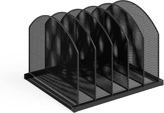 Safco Onyx Desk Organizer 5 Upright Sections, Vertical File Holder Mail Sorter Black Home, Office or Classroom Desktop Organization (3215BLKD) by SafcoProducts
