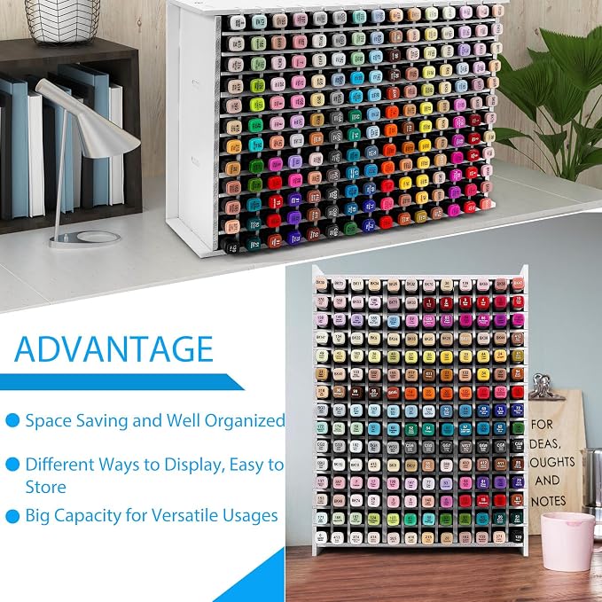 Marker Organizer for Desk,180 Slots Marker Storage with Divider | Marker Holder,Adjustable Marker Rack for Pens,Colored Pencils,Art Brushes,Home Office Art Room and Classroom Desk Organizer - Image 4