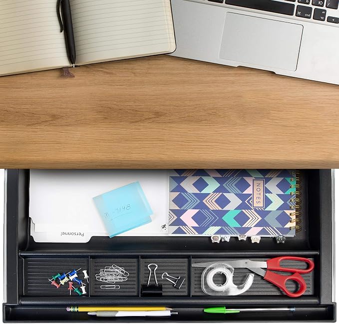 MOUNT-IT! Large Under Desk Pencil Drawer 16 inch Deep | 21.25” W, Ball Bearing Slide-Out Organizer for Office Supplies, Paper & Pencils | Fits Desks Over 1” Thick, Adjustable Extension 16.25”–28” - Image 2