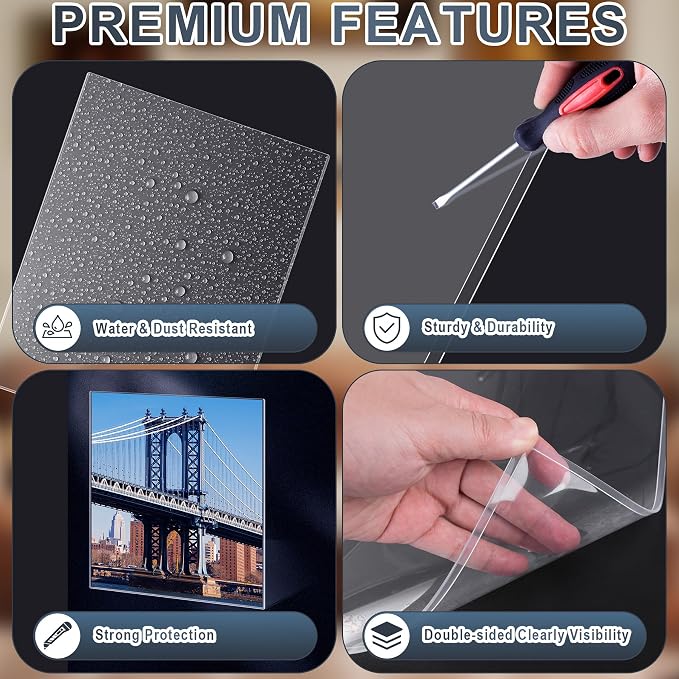 AKONEGE 2 Pcs 18" x 24" Rigid Print Protectors Clear Hard Sheet Protectors Heavy Duty Top Loading Crystal Poster Sleeves Picture Frame Hard Plastic Sleeves for Art Prints Photos Documents Blueprint - Image 3
