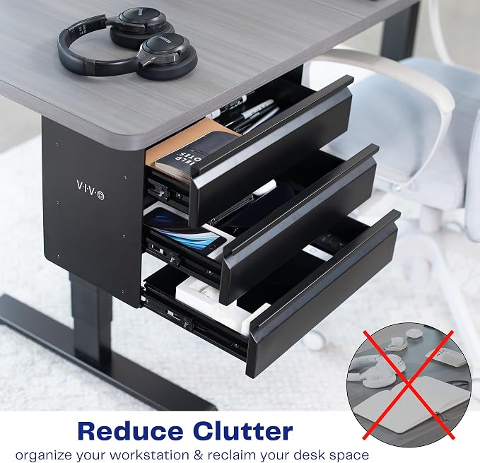 VIVO 16 in Slide Out Dual Tier Storage Drawer, Under Desk 3 Layer Organizer, Black, DESK-DR03 - Image 7