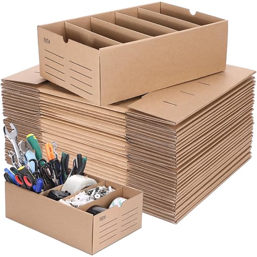 Teenyyou 30 Sets Cardboard Parts Bins Boxes Kraft Cardboard Storage Bins with Dividers for Parts Shelves Stem Project Online Store Inventory Organized(Brown,12 x 8 x 4 Inches) by Teenyyou