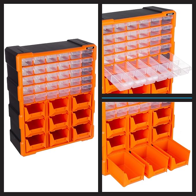 Stalwart Plastic Storage Drawers - 39-Drawer Screw Organizer, Black - Image 6