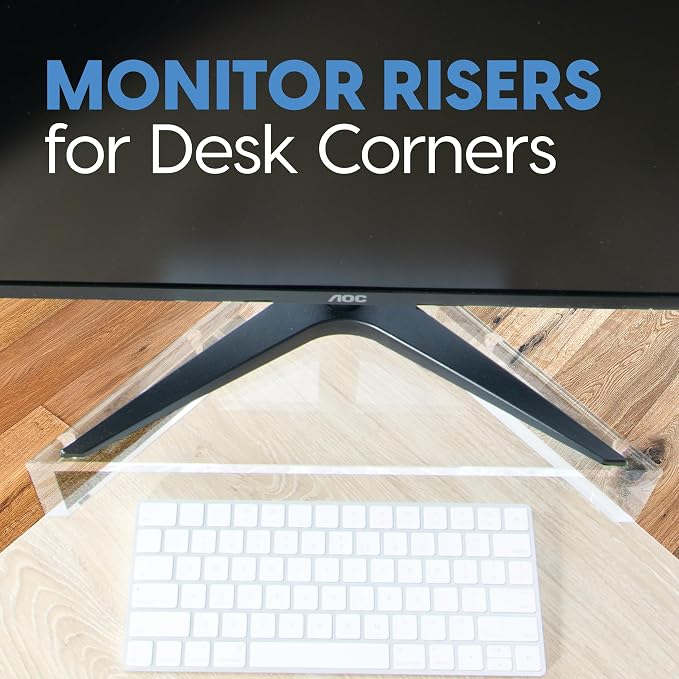 Mammoth DuraClear Acrylic Corner Monitor Stand for Desk Corners - 3.5" Elevation, Triangle Monitor Stand for Monitors with Triangular Base - Image 2