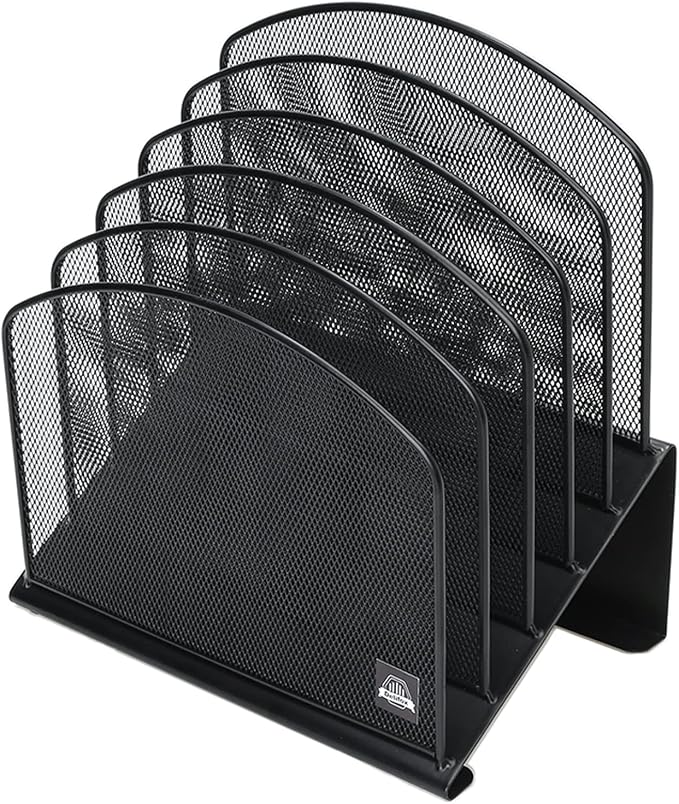 Delifox Inclined Desk File Organizer,Vertical File Folder Holder Stand Metal Rack File Sorter for Office Classroom Desktop Organization (1, Black, 5) - Image 9