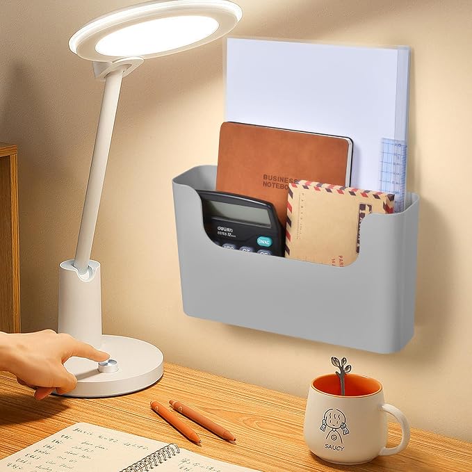Jomola No Drilling Wall Mount File Holder - Office Wall Hanging Files & Magazines Organizer - Plastic Door Mount with Adhesive Pad, Gray (1 Count) - Image 5