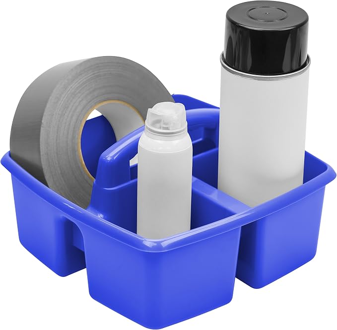 Storex 3-Compartment Small Caddy – Multipurpose Classroom Organizer with Handle, Blue, 5-Pack (00947E06C) - Image 8