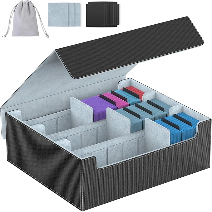 3-Row【2400+】 Trading Card Storage Box, Card Organizer Holder with 8 Dividers, Case Fit for MTG TCG Magic Commander Deck Playing Cards, Deck Box for Sport Card by ENTUMODirect