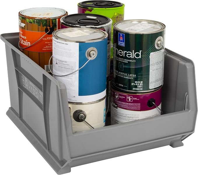 Akro-Mils 30289 Super-Size AkroBins Plastic Storage Bins, Space-Saving Stackable Bins for Garage, Classroom, Warehouse Organization, 24" L x 18" W x 12" H, Grey, 1-Pack - Image 6
