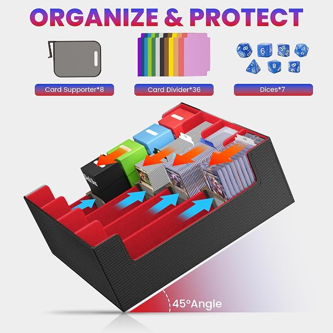 3500+ Trading Card Storage Box,4-Row MTG Deck Box with 36 Dividers & 8 Stoppers,Commander Deck Case Fits For Toploaders, Magnetic Card Holder,TCG,YugiOh and Sport Cards - Image 5
