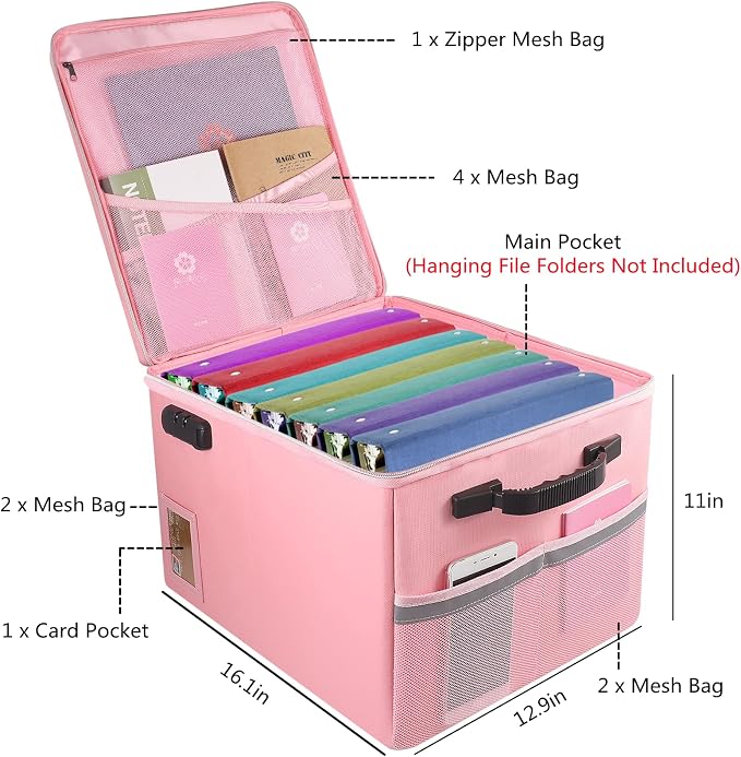 TOMKID Fireproof File Cabinet with Lock, Fireproof Document Organizer Collapsible File Box Filing Cabinet with Handle for Letter Legal Folder Certifications - Image 3