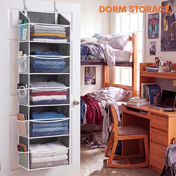 5Tiers Over Door Organizer, Weekly Clothes Organizer for Kids | 5 clear PVC front pockets, 10 mesh side pockets, weekly outfit planner, for kids, dorm, entryway, RV, 50 lbs capacity - Image 7