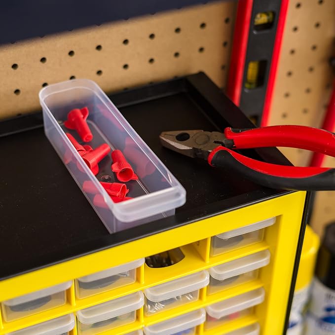IRIS Plastic Hardware Storage Drawer, 44 Drawer Parts Cabinet - Yellow | Wall-mountable, Stackable, Building Bricks, Screws, Nuts & Bolts, Hardware, Garage Tool Storage - Image 6