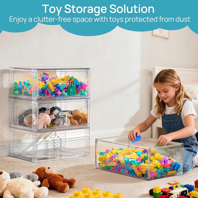 Vtopmart 6 Pack Large Clear Stackable Storage Drawers 23QT | Easily Assemble Plastic Closet Storage Bins, Dust-Proof UnderBed Organizer for Clothing, Sweater Organization - Image 2